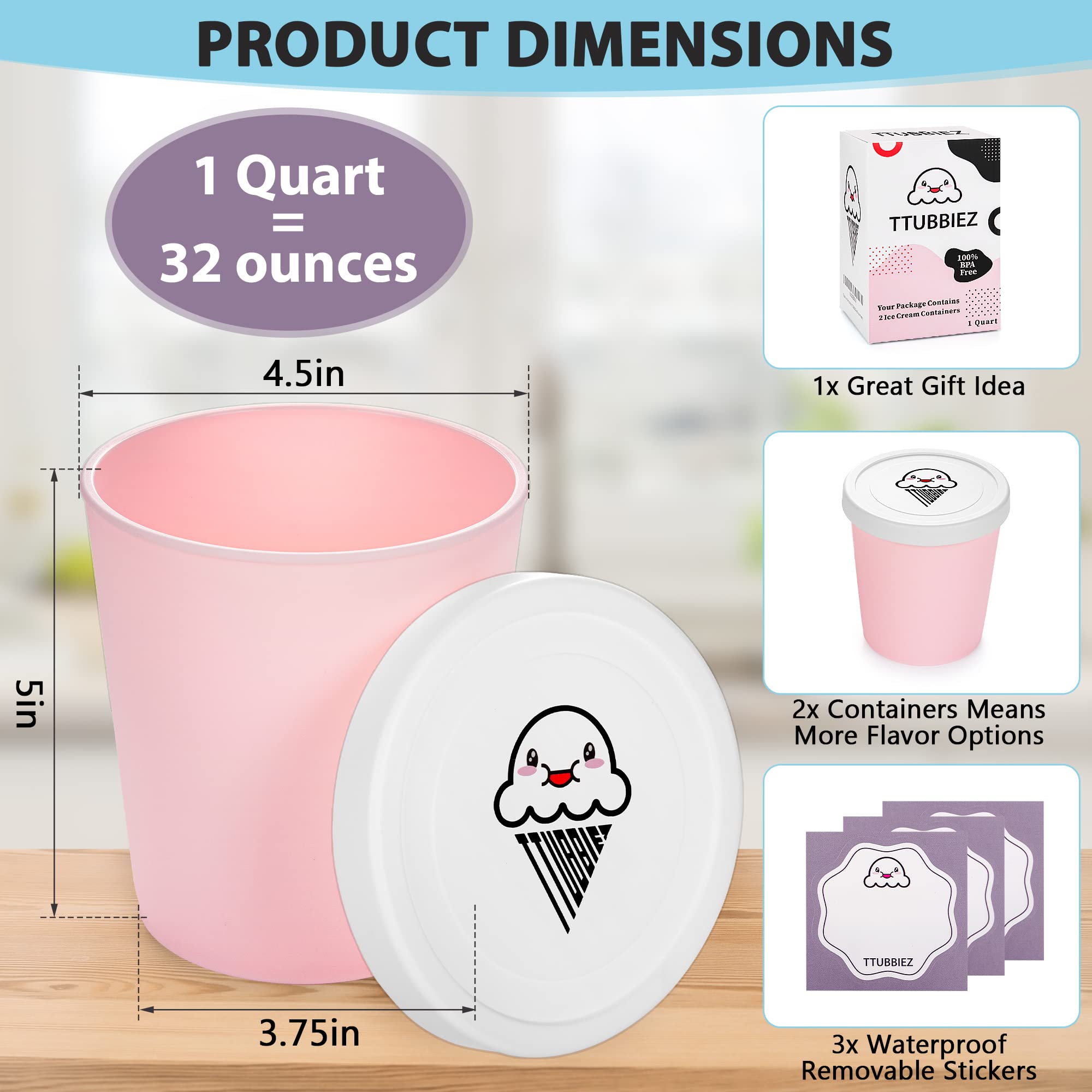 TTUBBIEZ silicone ice cream container flexible and crack-resistant for frozen treats.
