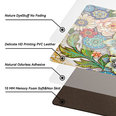 Tubeamin Boho Floral mats with non-slip backing.