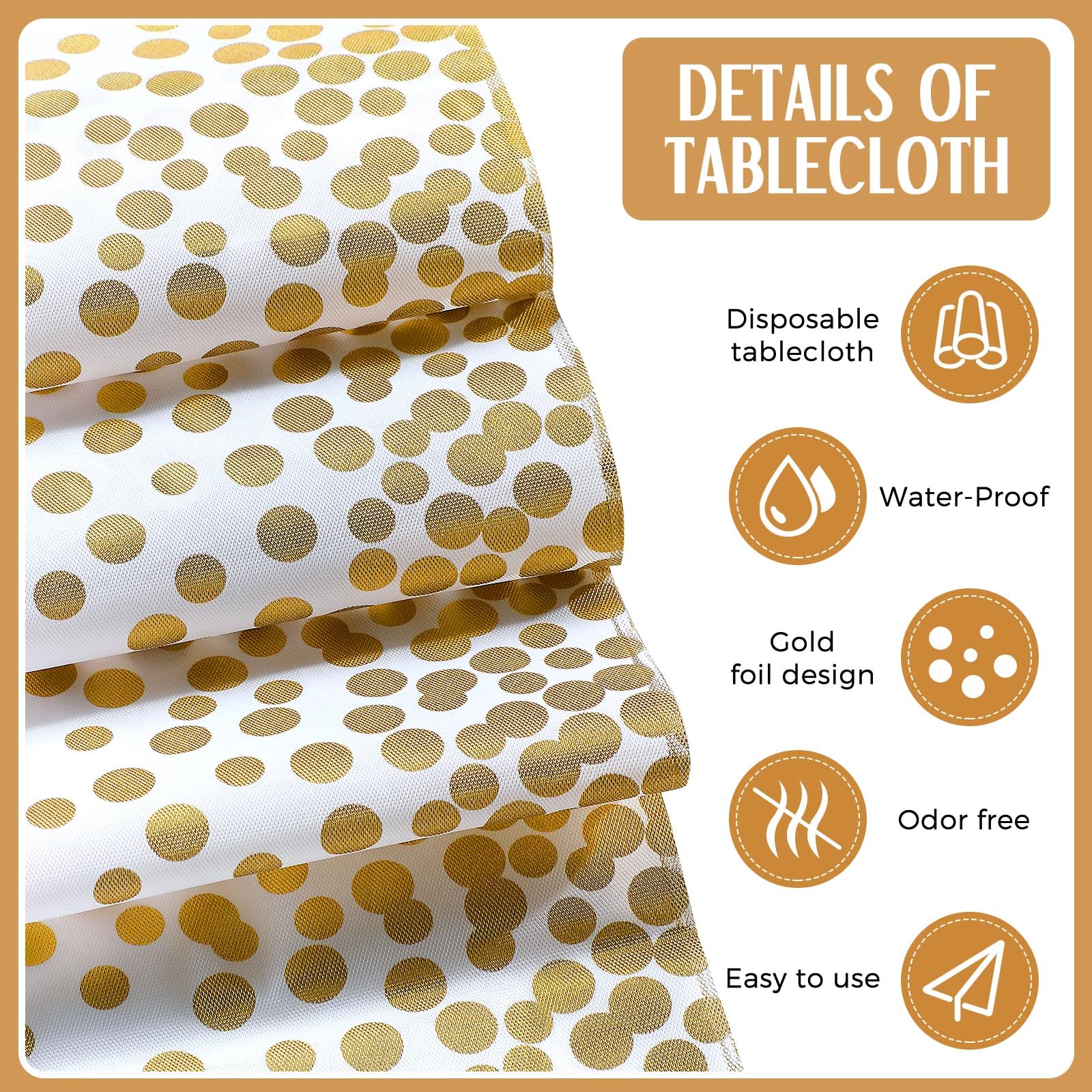 Tudomro disposable tablecloth with seamless design keeps setup quick.