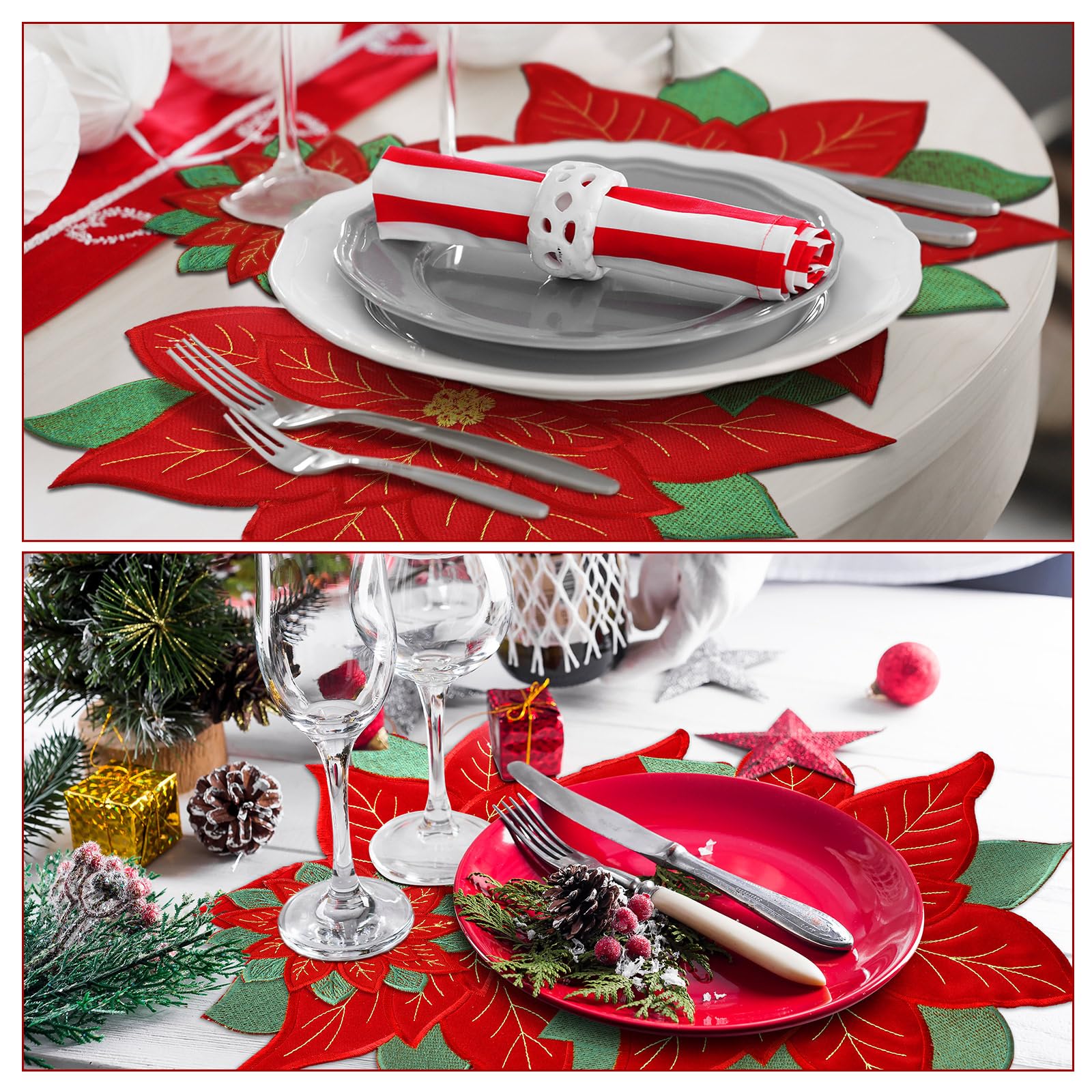 Tudomro embroidered placemats close-up shows durable applique