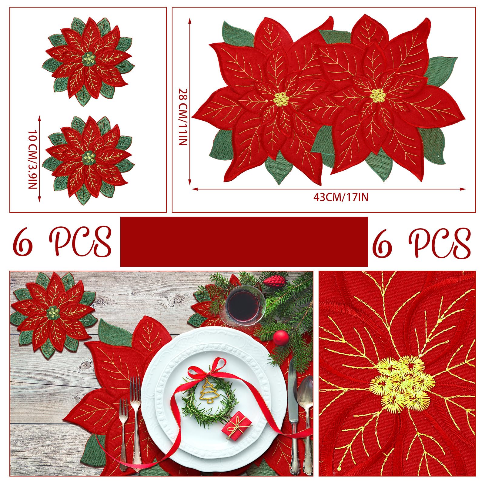 Tudomro poinsettia coasters protect surfaces during holiday meals