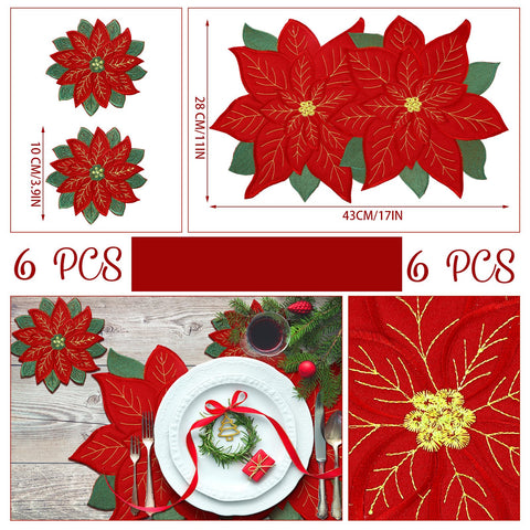Tudomro poinsettia coasters protect surfaces during holiday meals