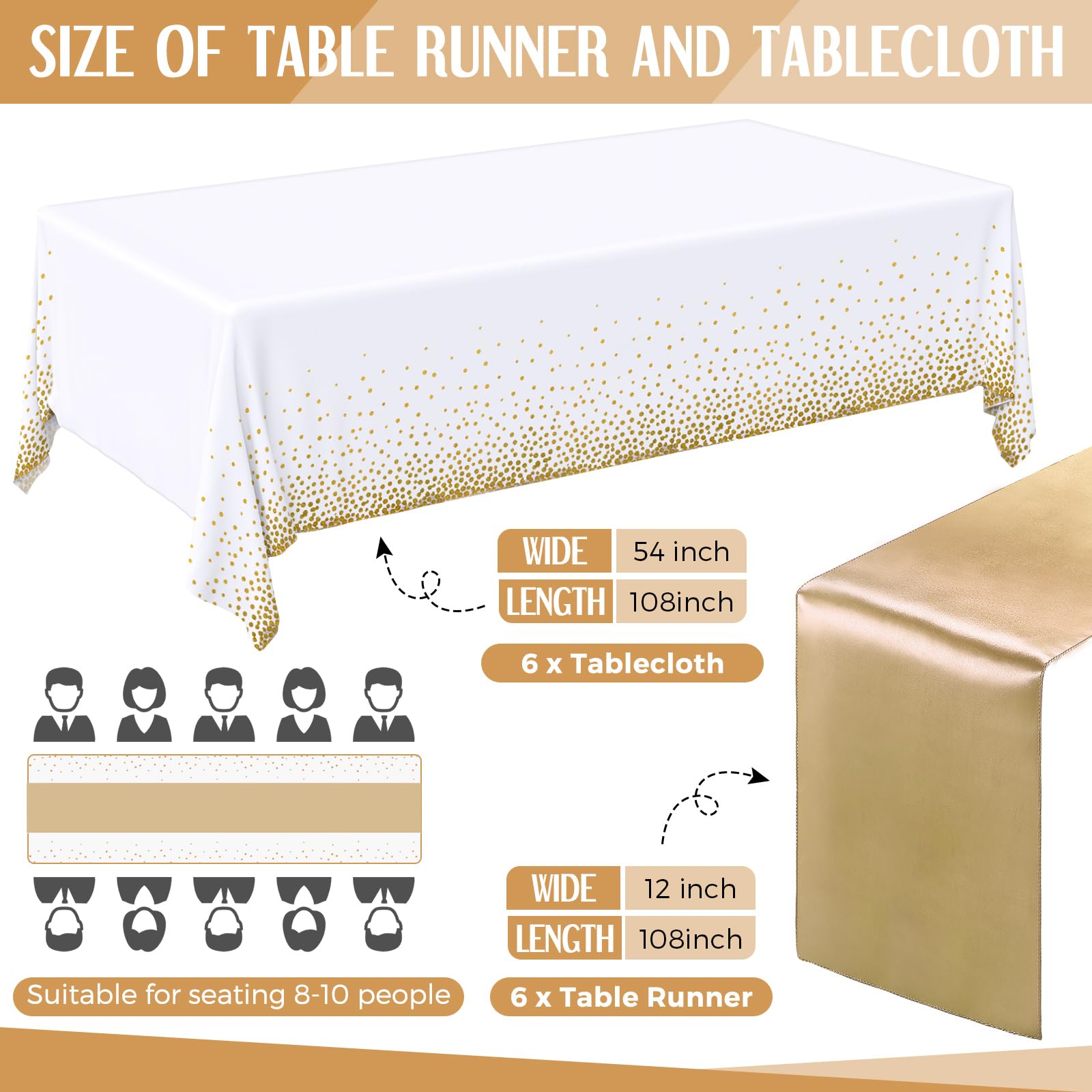 Tudomro satin table runner 12x108 inches adds soft sheen to events.