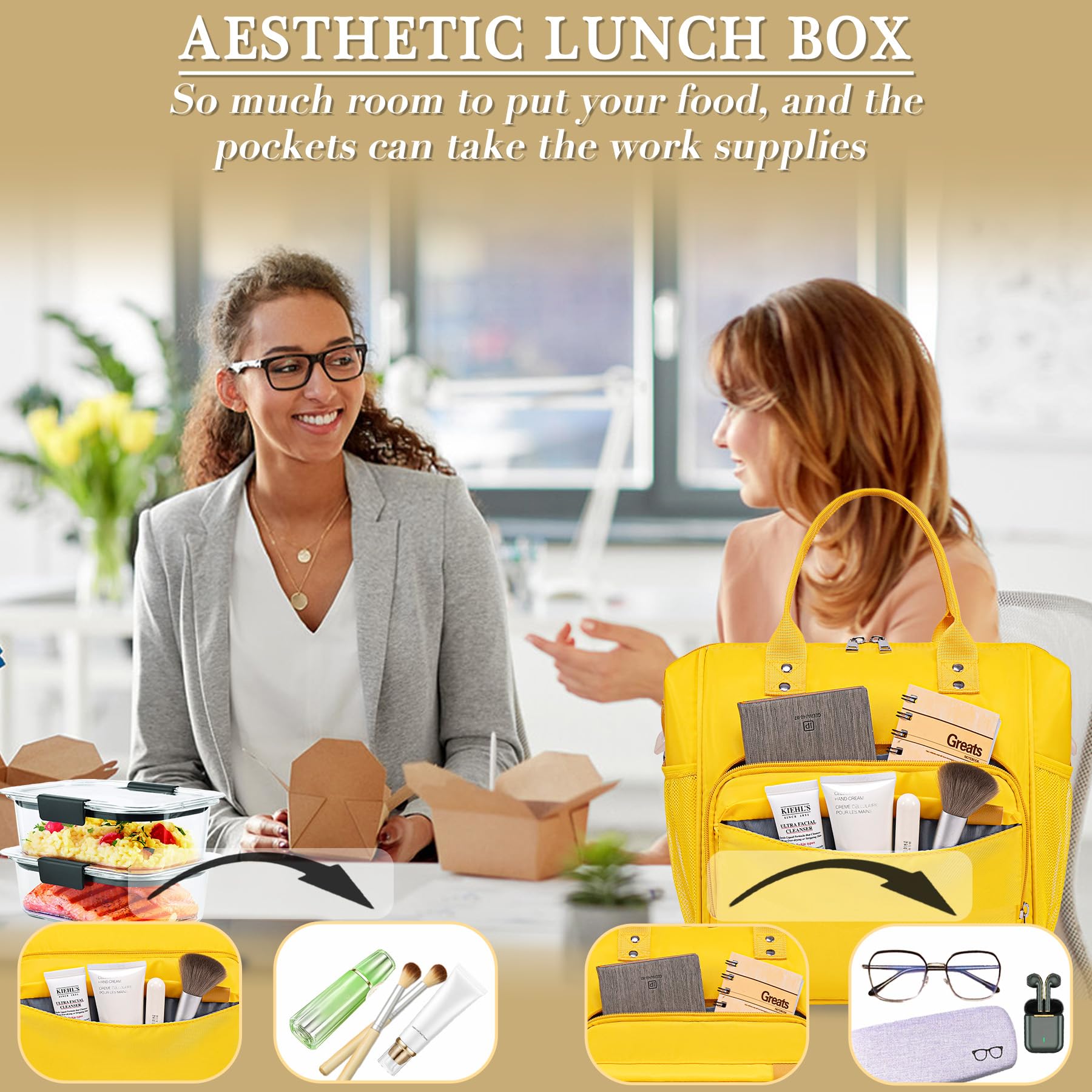 TuErCao lunch bag front pocket for accessories and small devices