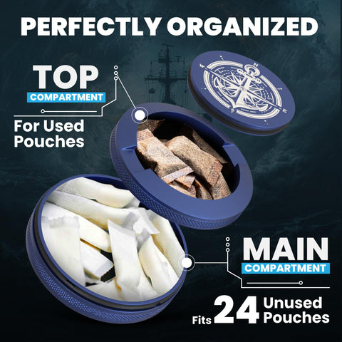 TuffTynz Zyn metal can secures freshness with an O-ring seal to prevent spills.