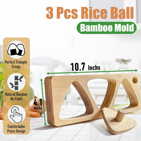 Tuiiopoli Onigiri bamboo mold with press plate showing easy release.
