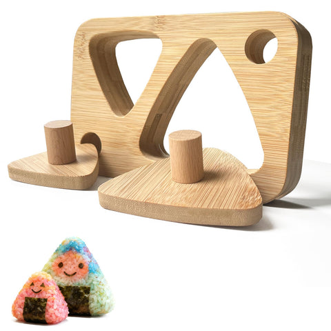 Tuiiopoli Onigiri Bamboo Mold with natural wood texture for precise rice shaping