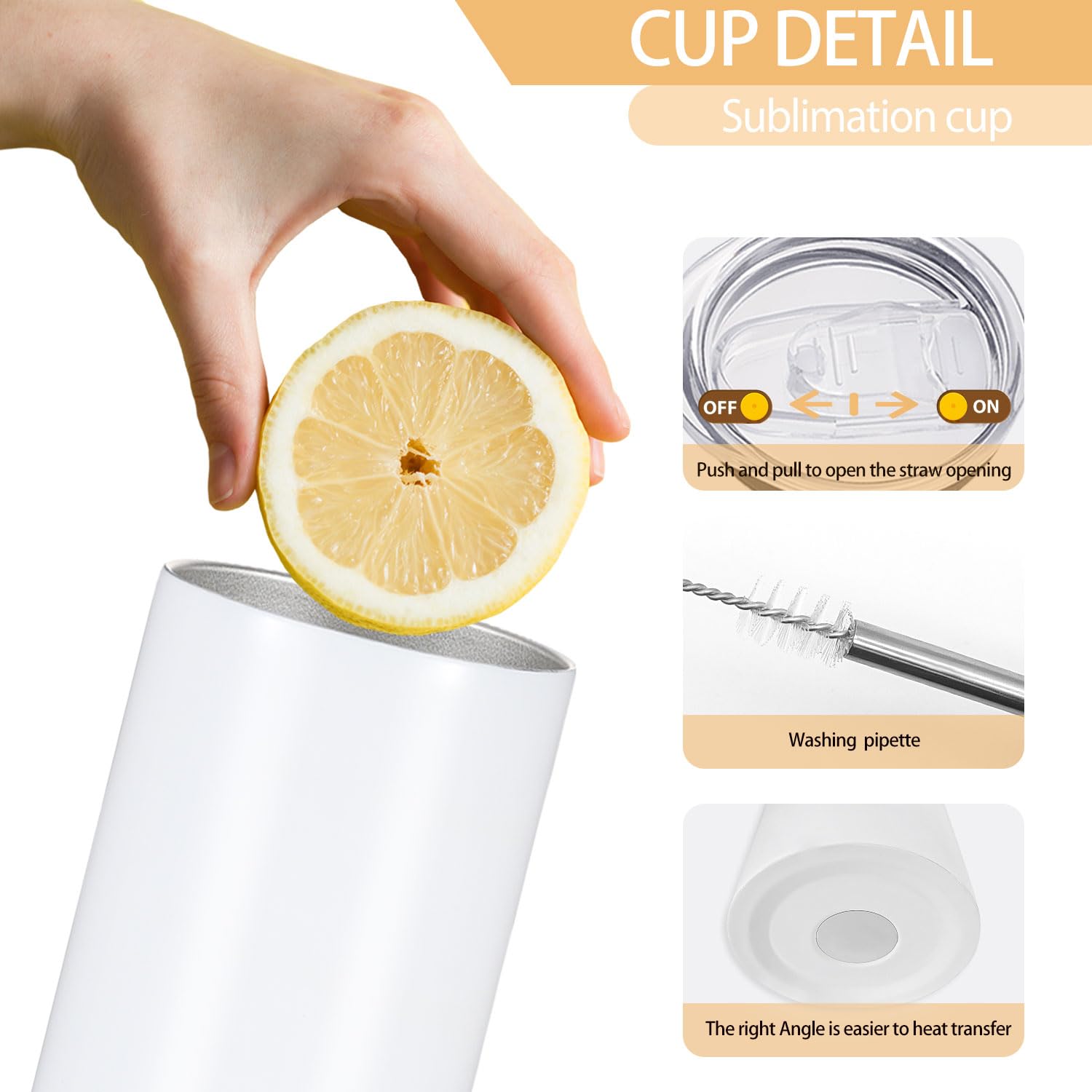 TUMBCHIC white tumbler with lids and straws for convenient on-the-go use.
