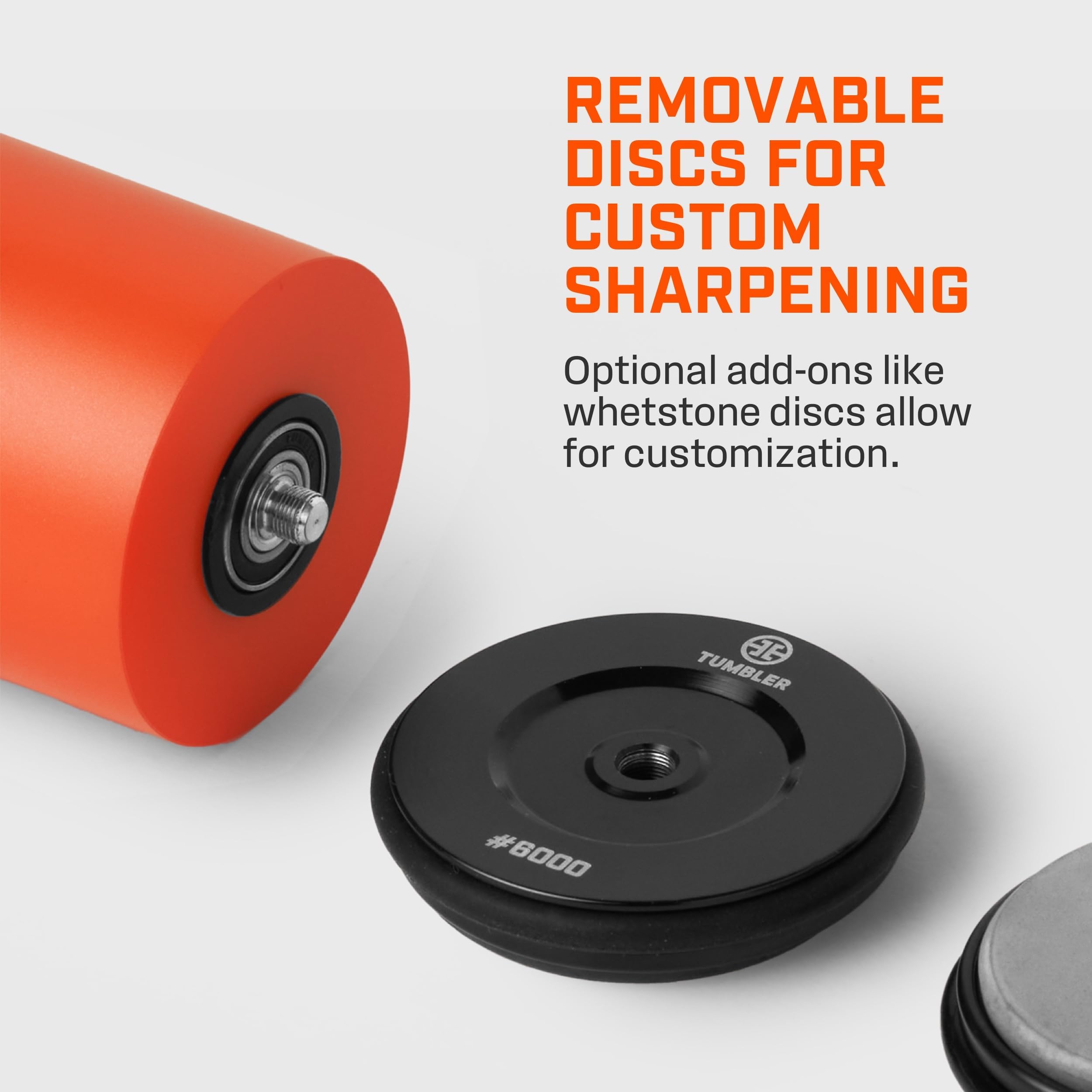 TUMBLER Pro removable discs simplify cleaning and disc swaps.