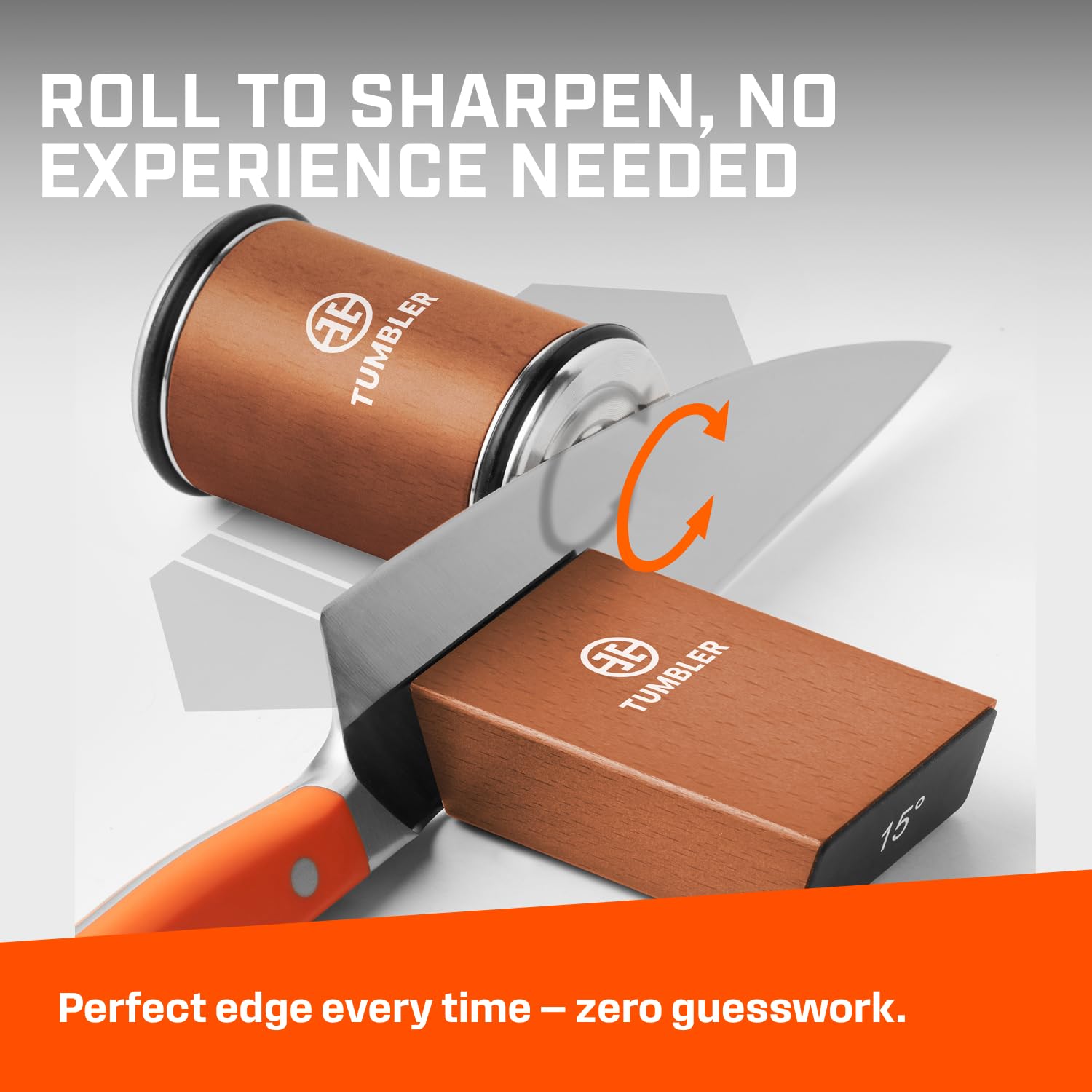 TUMBLER protective stand supports blades for safe sharpening sessions