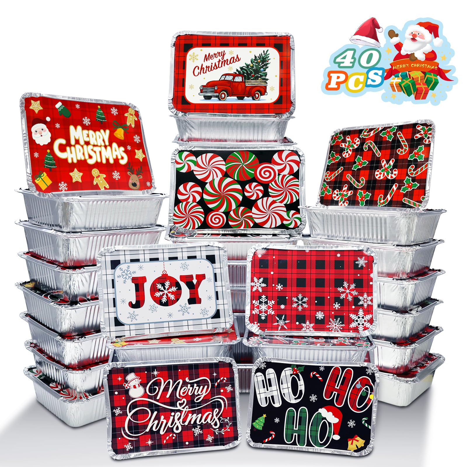 Tunpug Christmas foil container with forest lid design, ideal for gifting cookies