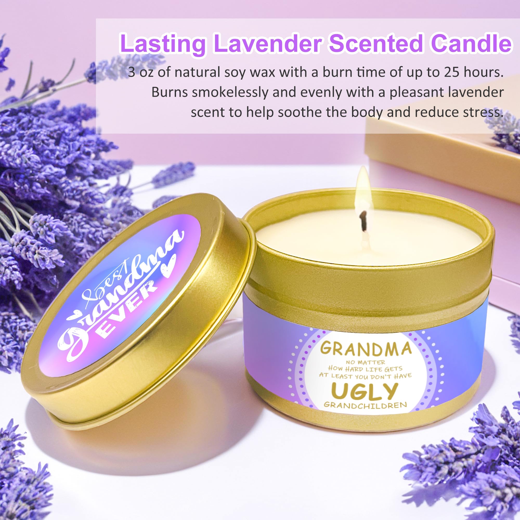 TUNSEZ grandma gift box presentation: thoughtful purple packaging on display