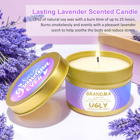 TUNSEZ grandma gift box presentation: thoughtful purple packaging on display