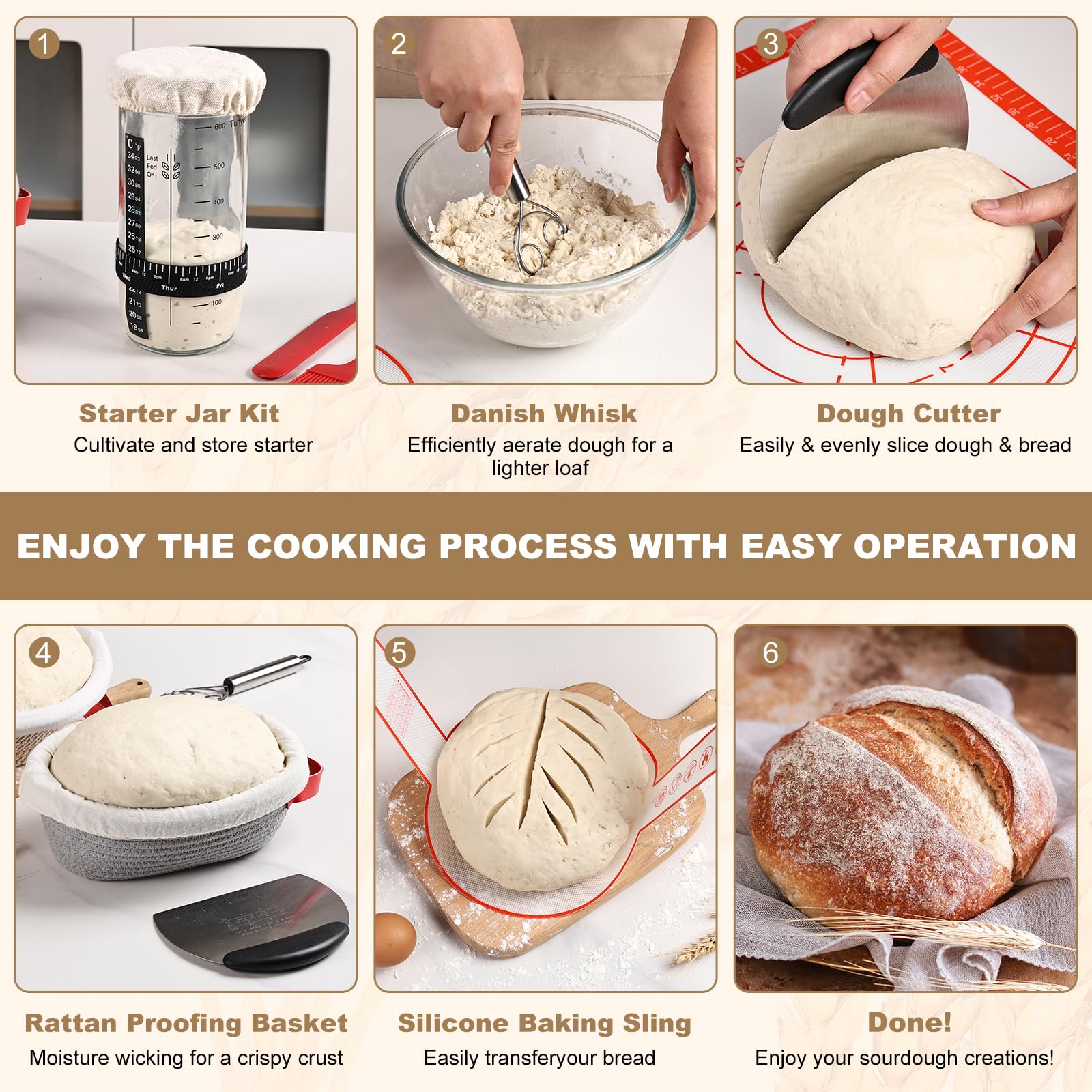 Tunyet sourdough starter jar enables easy feeding and cleaning.