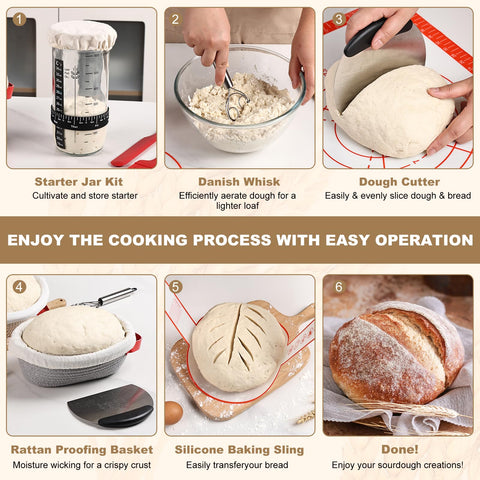 Tunyet sourdough starter jar enables easy feeding and cleaning.