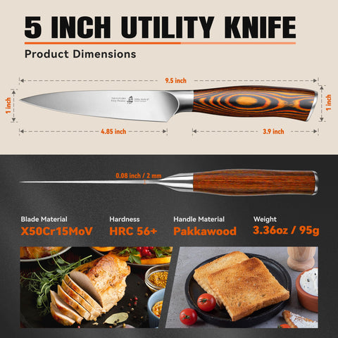 TUO Fiery Phoenix pakkawood handle offering comfortable, balanced grip.