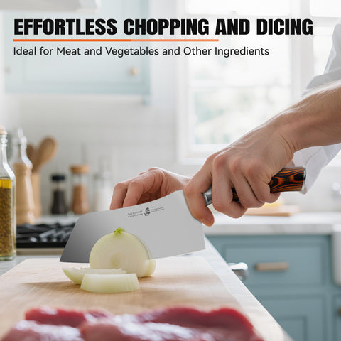 TUO cleaver crushing garlic with mid-blade for aromatics