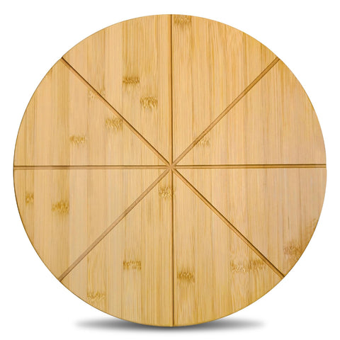 TUOCON 16-inch round pizza board with grooves front for easy pizza slicing during gatherings