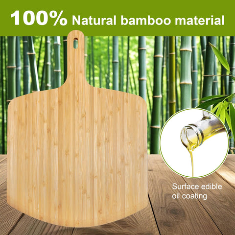 TUOCON bamboo paddle dusted with flour eases pizza launch.