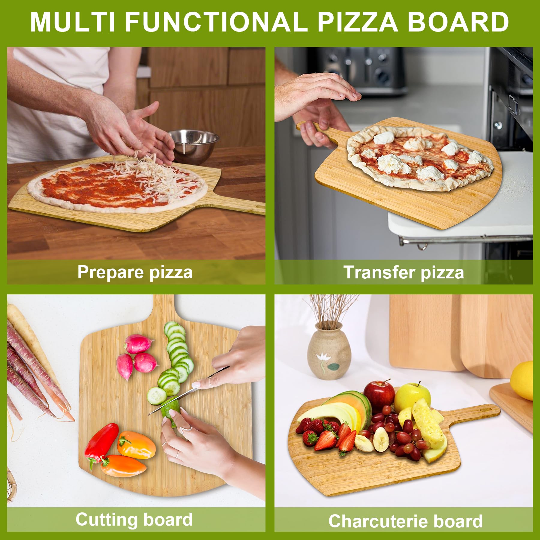 TUOCON wooden spatula supports checking crust during baking.