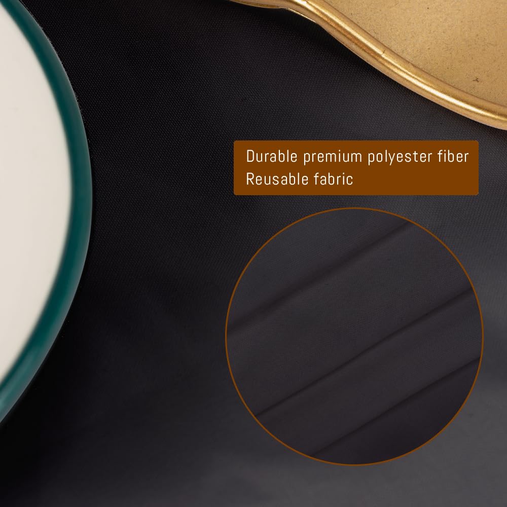 TUOTPE black round tablecloth on a dining table.