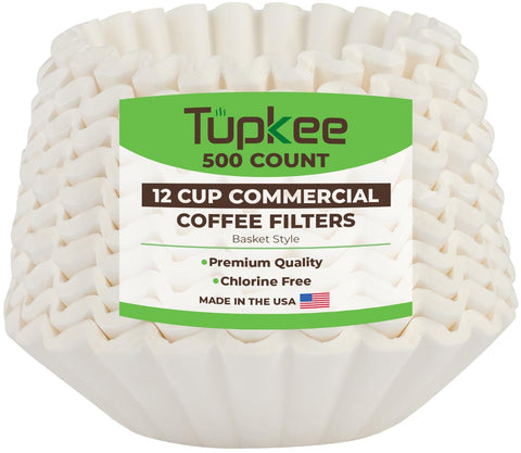 Tupkee 12 cup large coffee filters packaging designed for bulk cafe stock