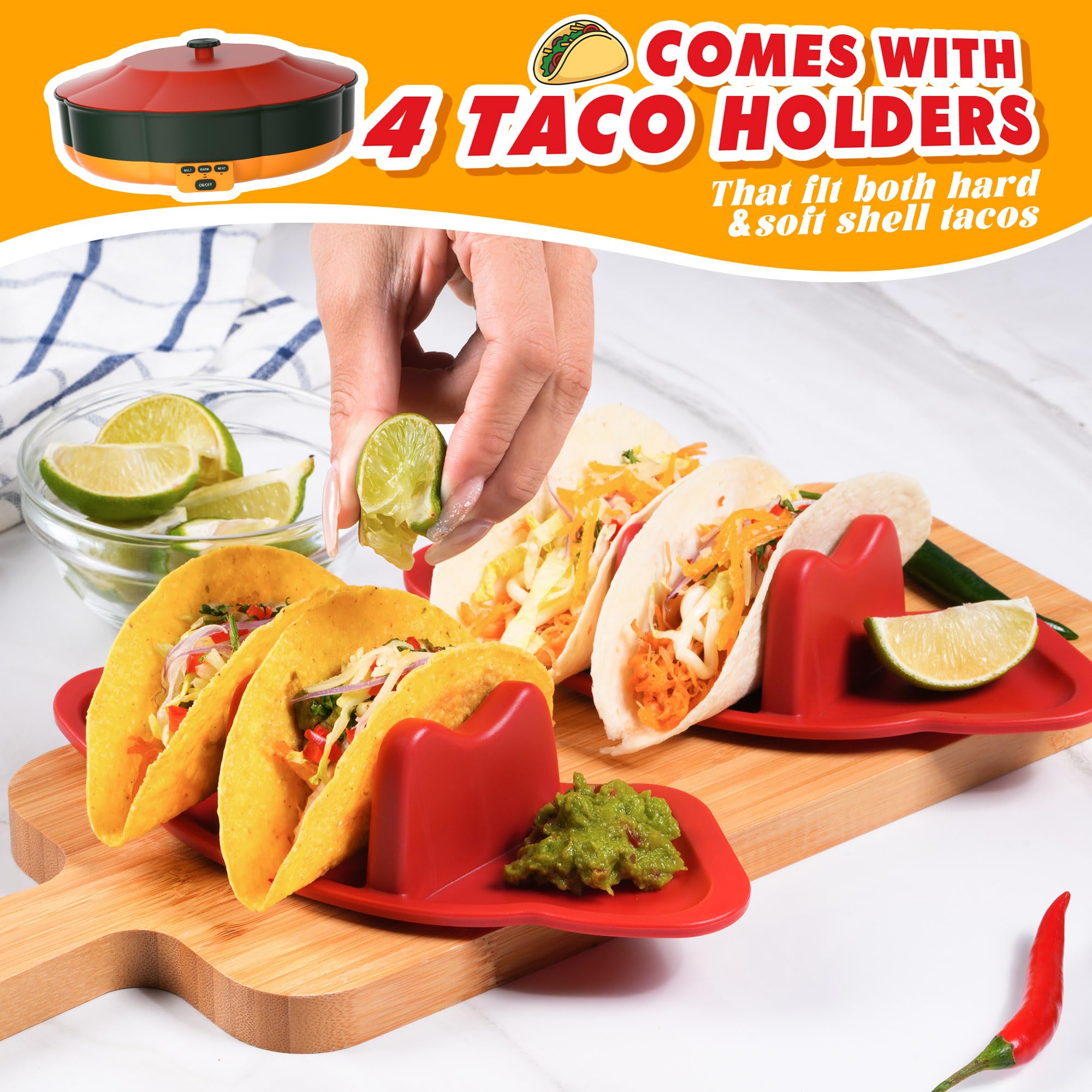 Tupoyi 4 taco holders enable individual builds around the table.