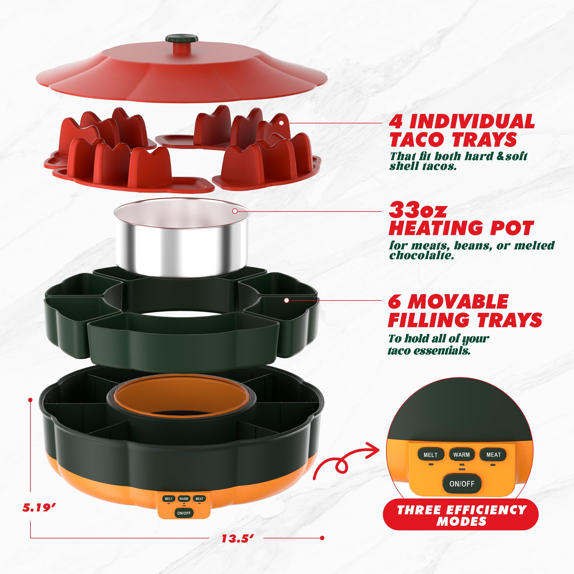 Tupoyi four taco holders prevent crowding at the table.