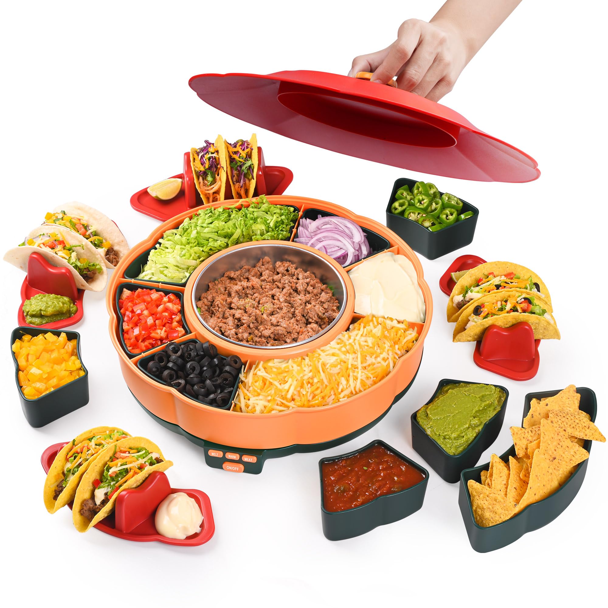Tupoyi Taco Tuesday Kit with warming pot keeps fillings hot for guests.