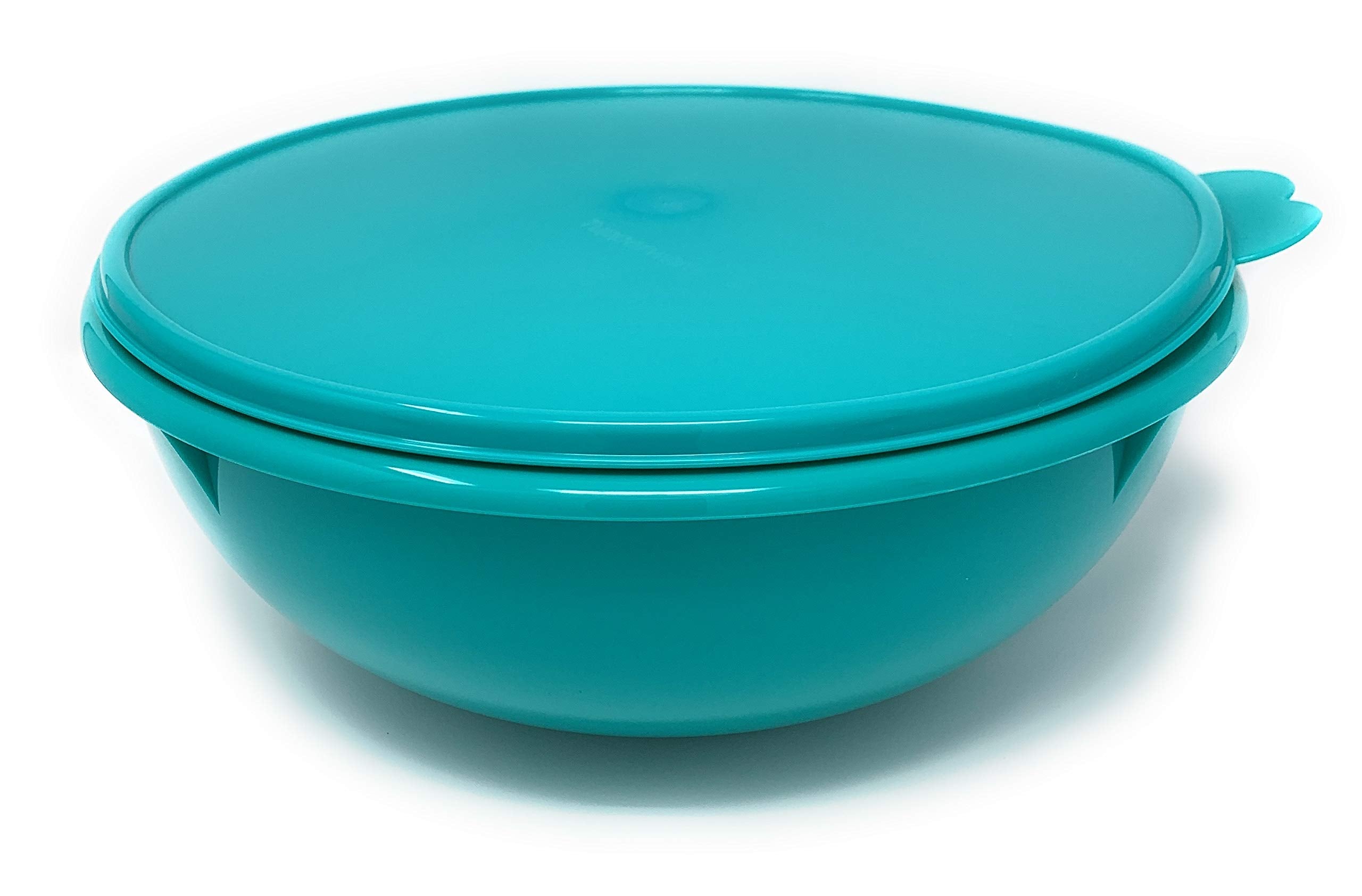 Tupperware Fix N Mix teal bowl top view showing 26-cup capacity for large batches