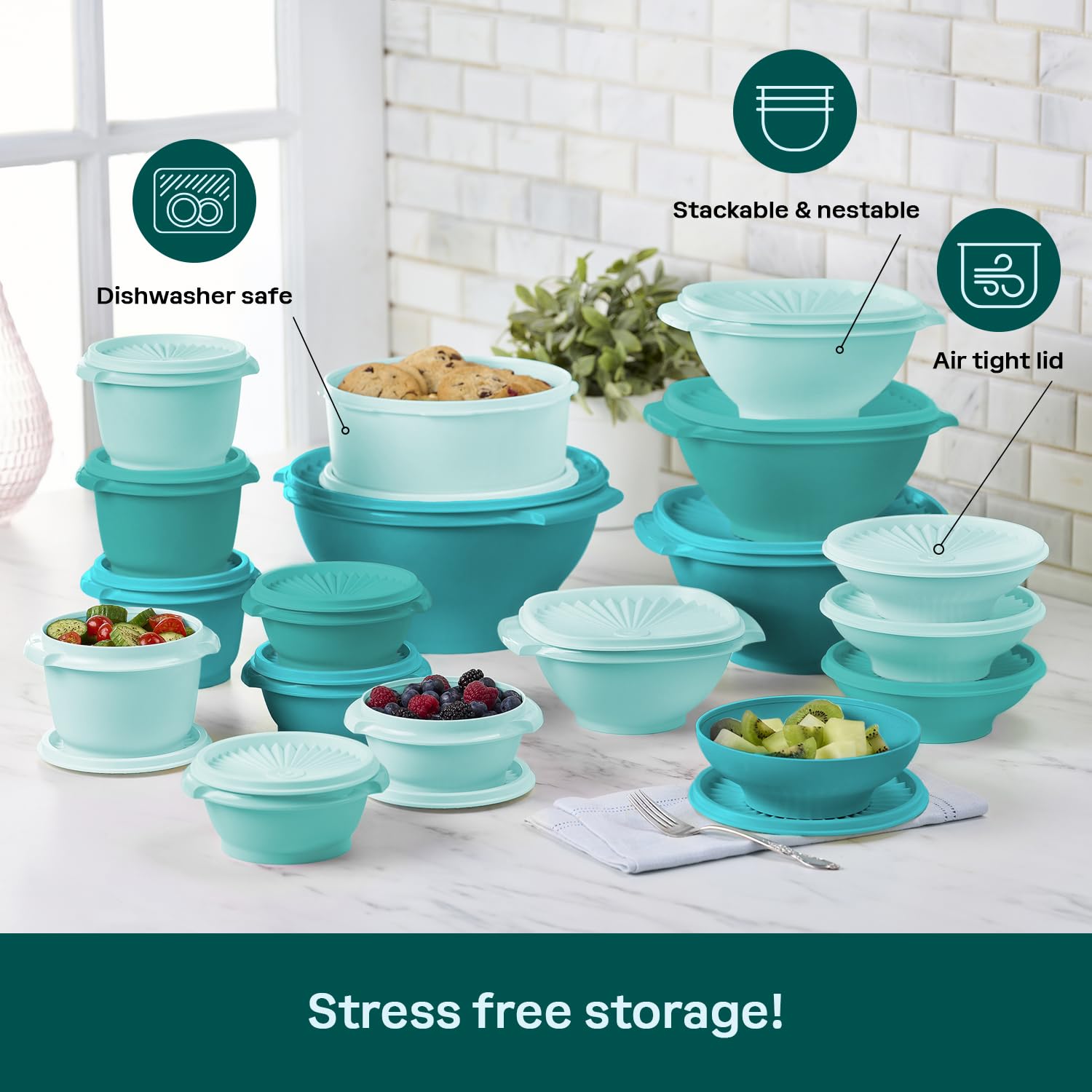 Tupperware Heritage BPA-free material used for practical daily use.