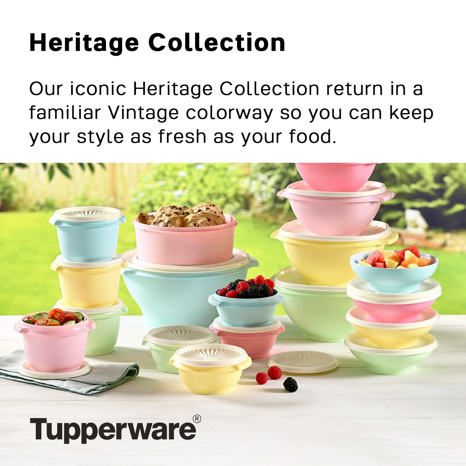 Tupperware Heritage cookie canister vintage pink showcases stylish food storage.