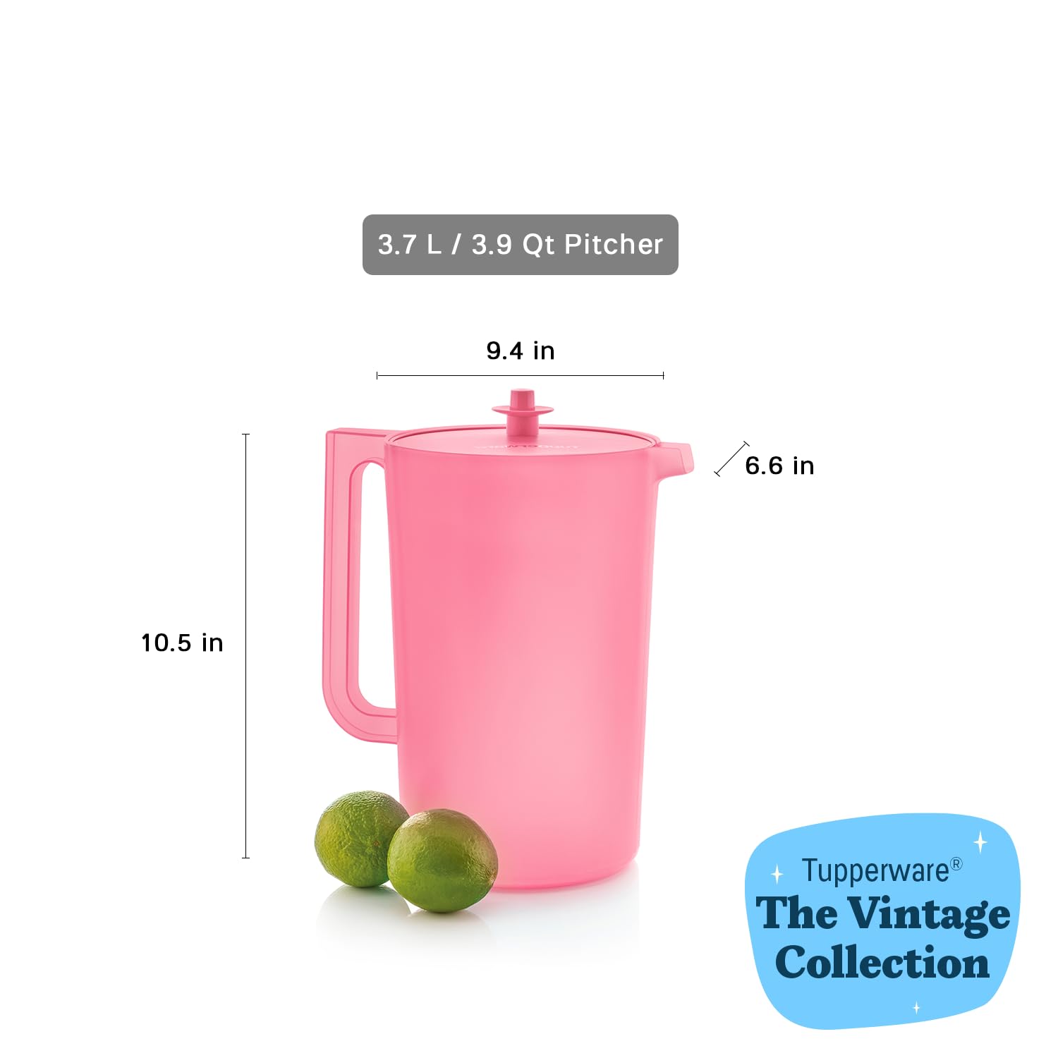 Tupperware Heritage 1 Gallon Pitcher angled spout delivers a smooth, controlled pour.