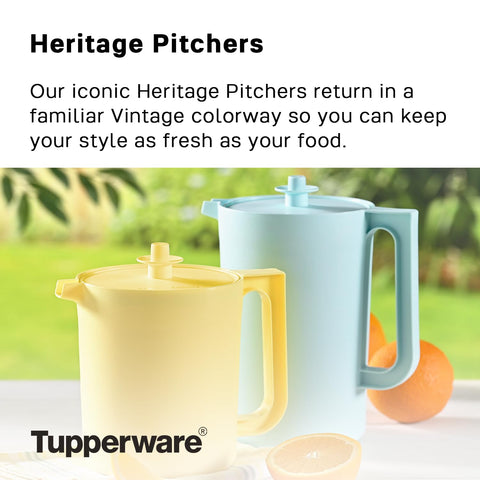Tupperware Heritage Pitcher Aquamarine pour demonstrates easy, controlled serving.