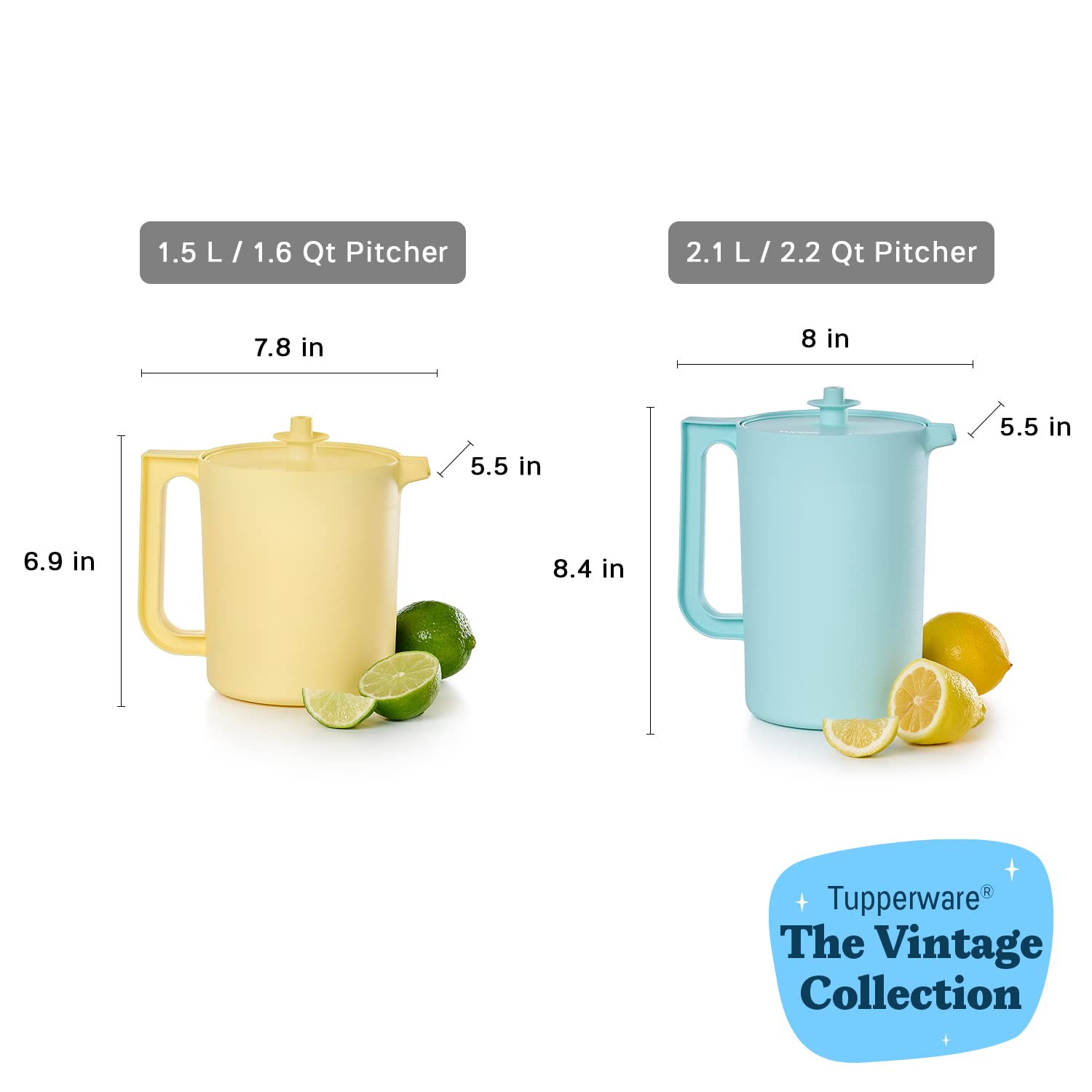 Tupperware Heritage Pitcher Yellow lid ready to pour mode.