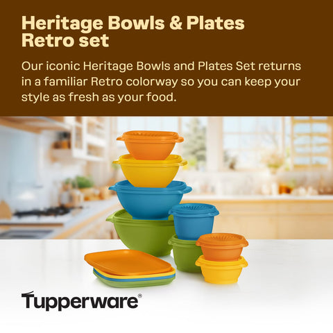 Tupperware Heritage Retro bowls stacked, ideal for portioning and leftovers