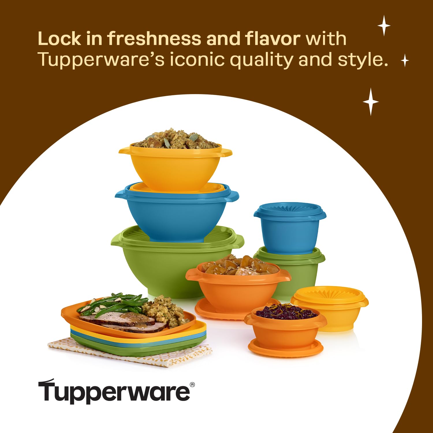 Tupperware Heritage Retro tangelo bowls set ready for entertaining and everyday use