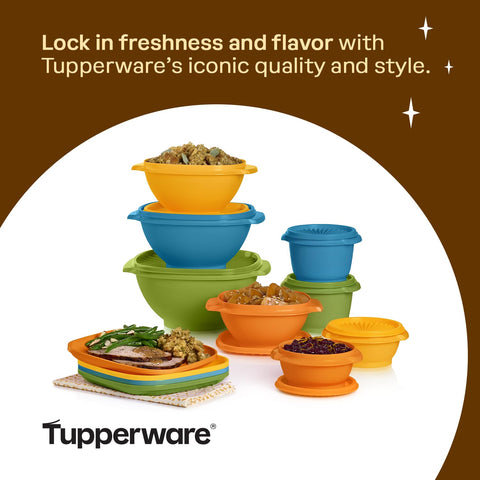 Tupperware Heritage Retro tangelo bowls set ready for entertaining and everyday use