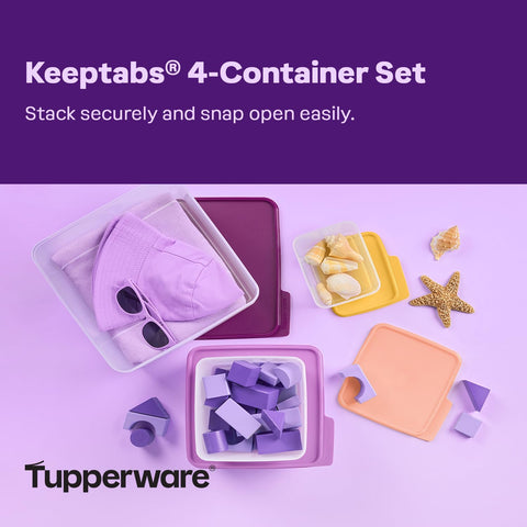 Tupperware Keeptabs multi-color lids enable easy sealing and quick content identification