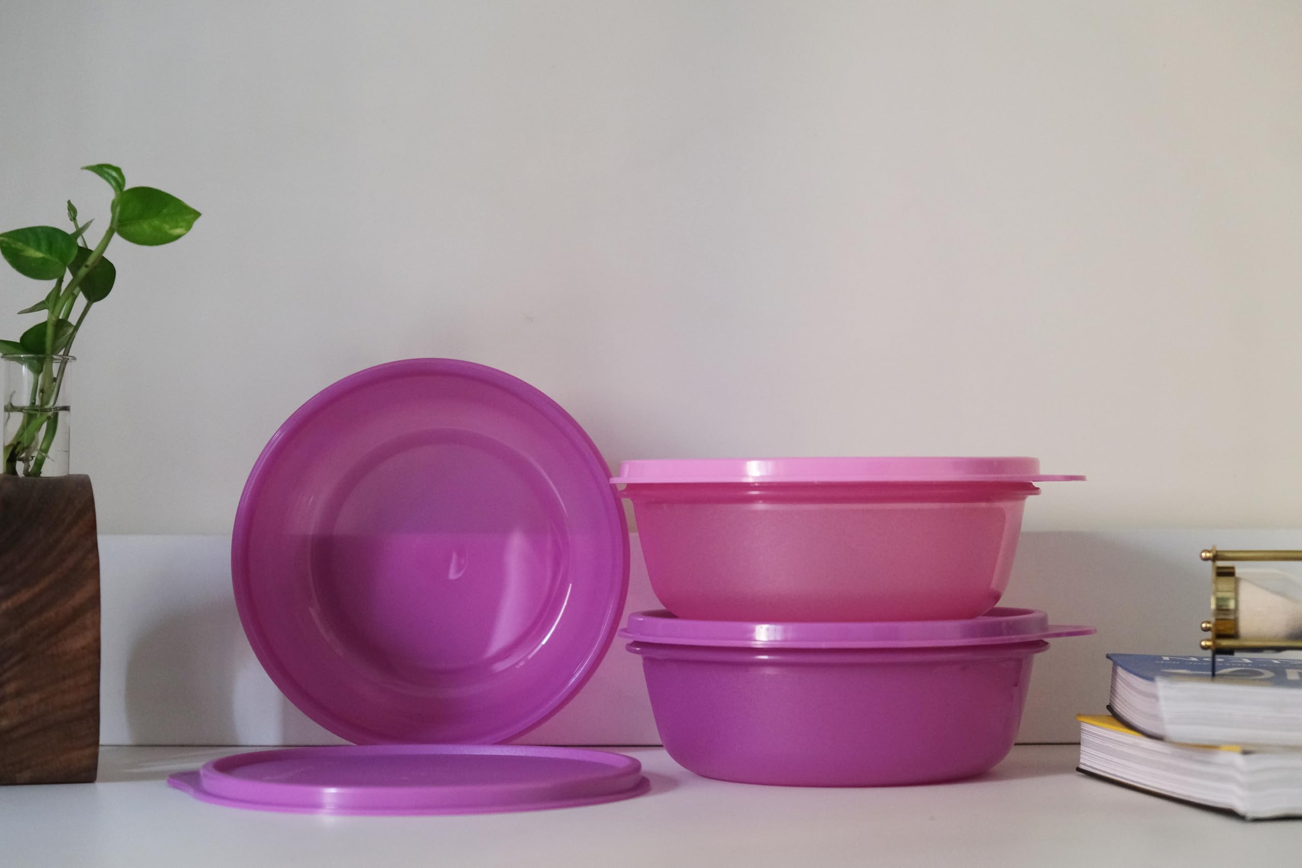 Tupperware Leftover Bowl Set nests for compact, space-saving storage