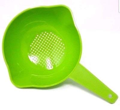 Compact lime green colander from Tupperware fits small kitchens.