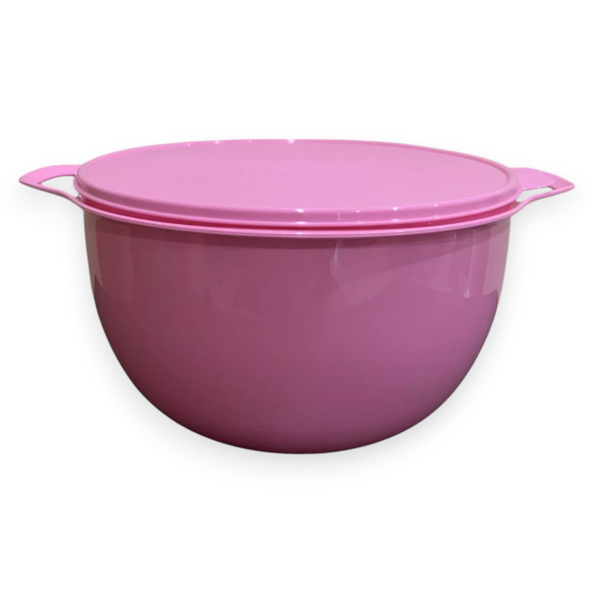Tupperware Thatsa Mega Bowl pink lid, ideal for large batch salads or snacks.