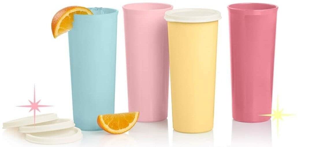 Tupperware Tumblers 16 oz Blue with straight side, ideal for everyday hydration