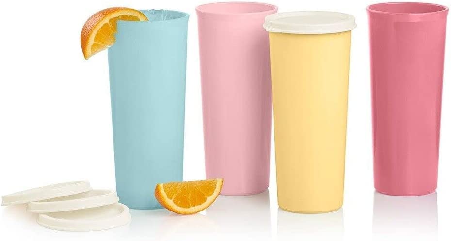 Tupperware Tumblers 16 oz Rose with straight side, great for on the go beverages