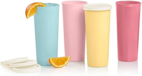 Tupperware Tumblers 16 oz Rose with straight side, great for on the go beverages