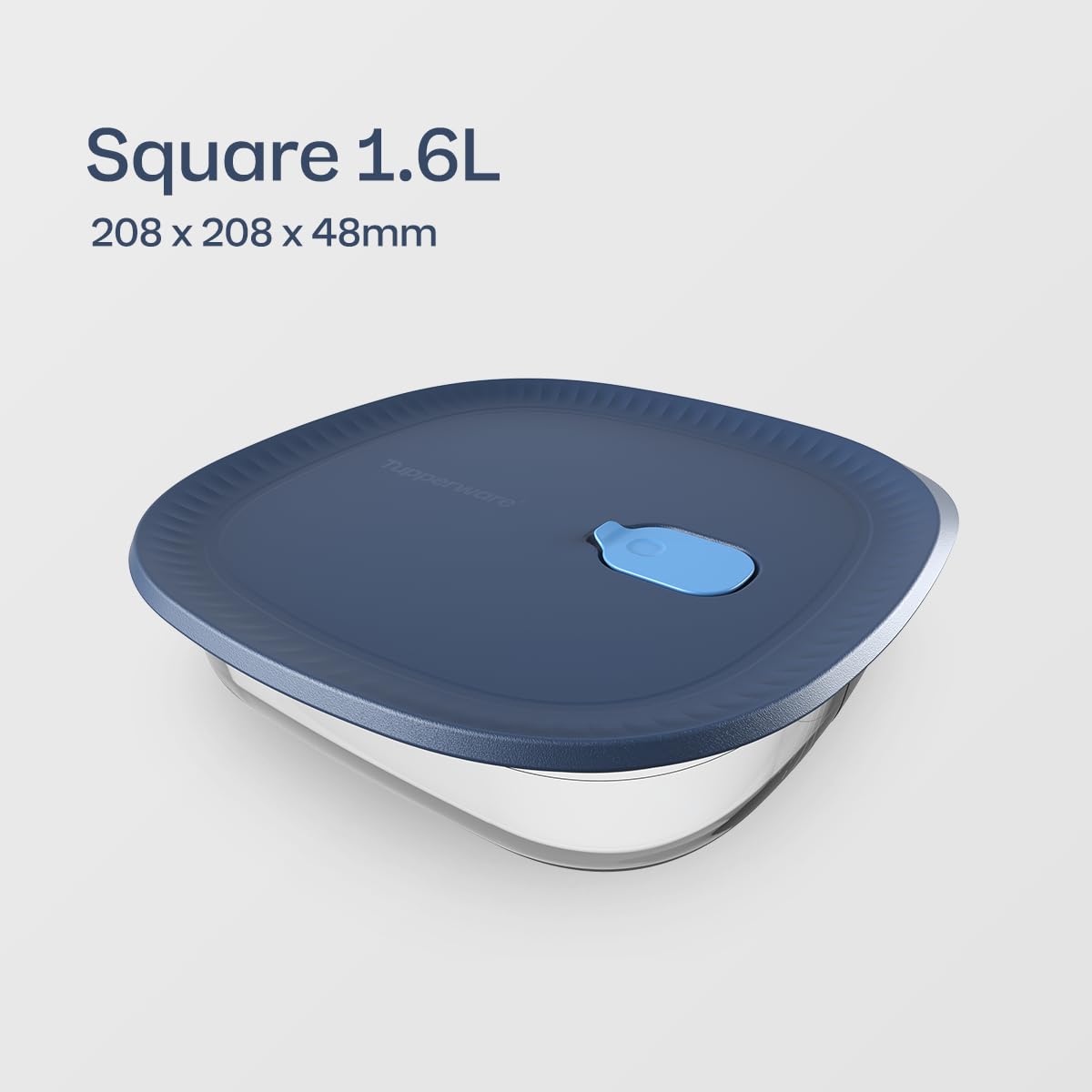 Tupperware Voila glass square baking dish, fridge/freezer-friendly for organized storage.