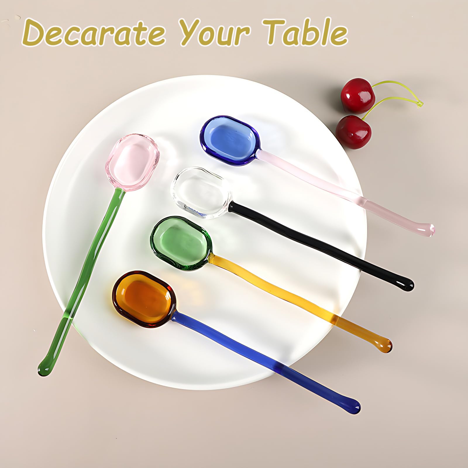 Turbokey dessert-stir glass spoon with ice cream and cake