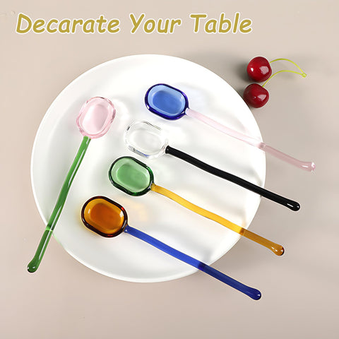 Turbokey dessert-stir glass spoon with ice cream and cake
