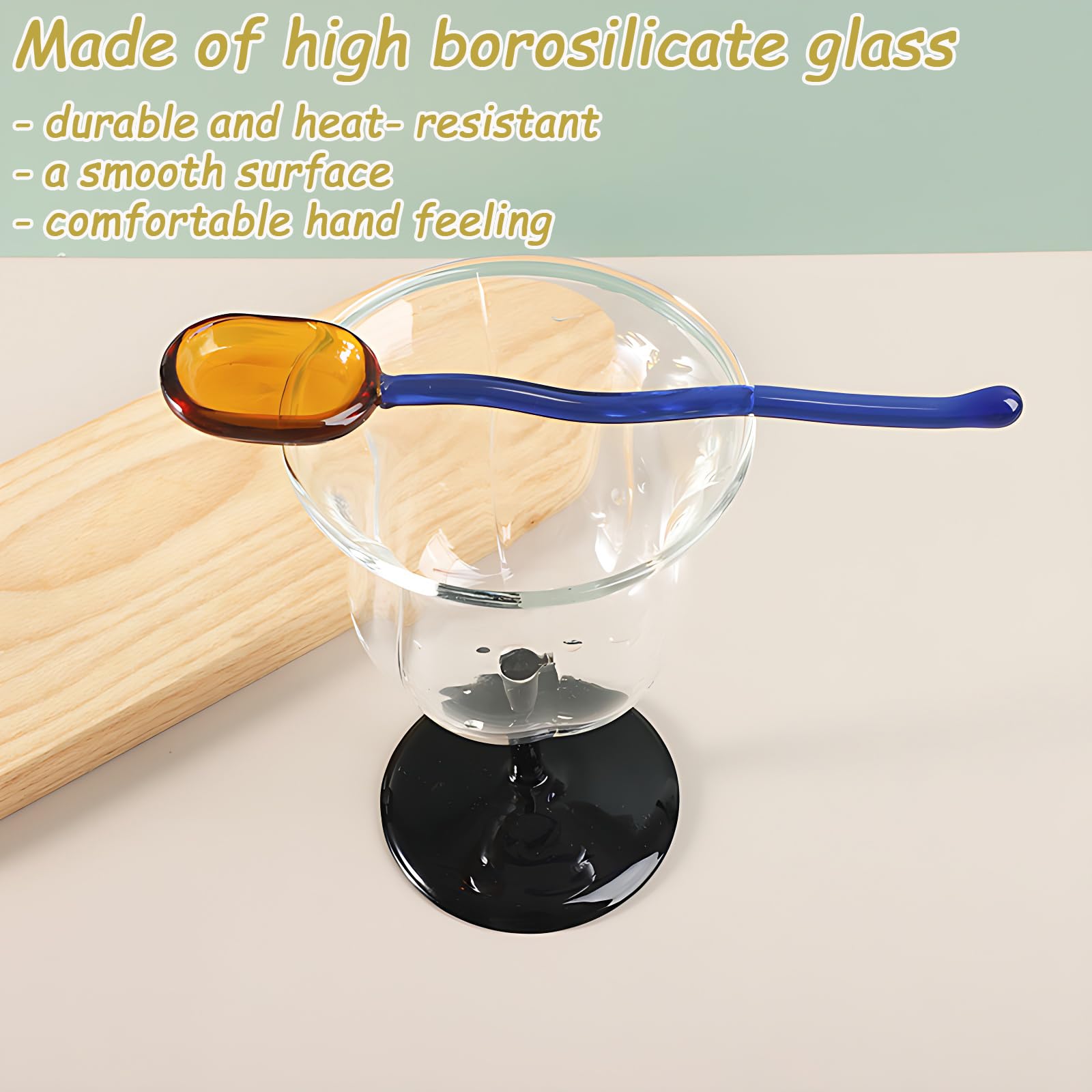 Turbokey glass spoon with handmade design on table