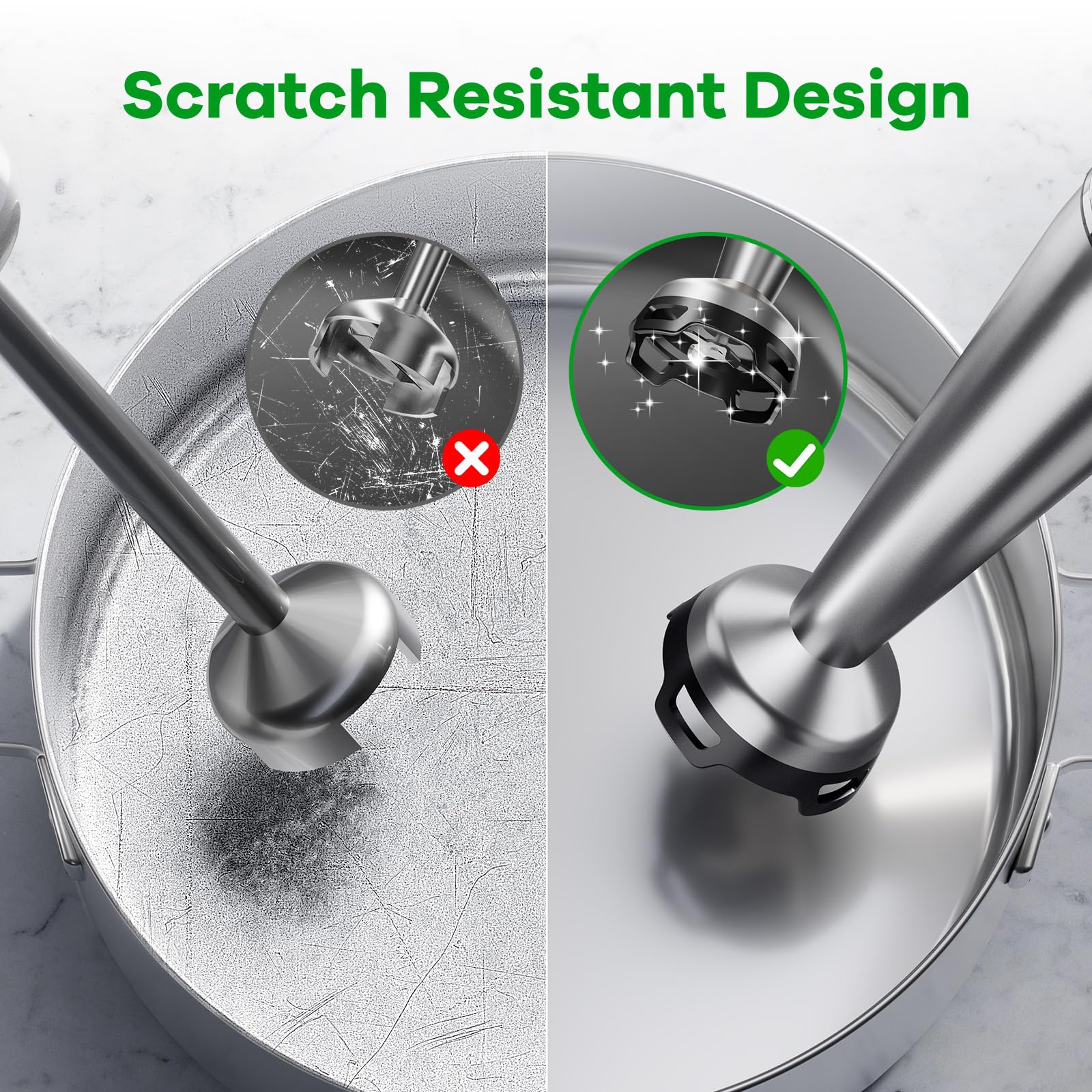 Turelar ergonomic handle offers comfortable extended blending sessions.